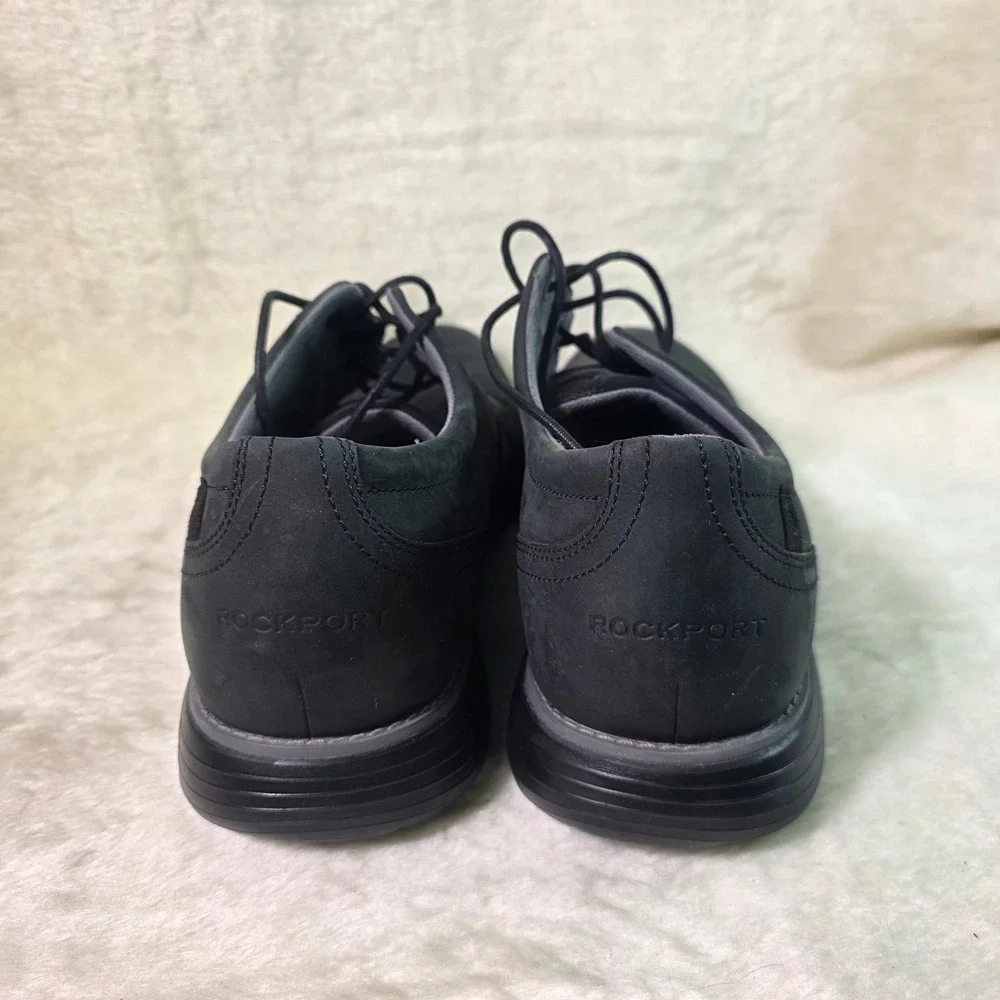 Rockport Garett Plain Toe Black Leather Oxford Shoes Mens 13M NEW